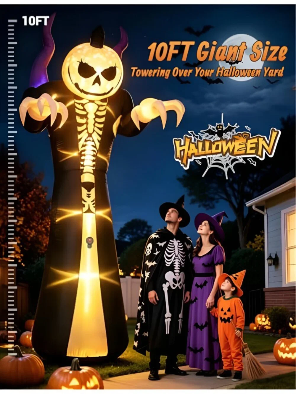 10FT Grim Reaper Halloween Inflatable, Motion-Activated Scream